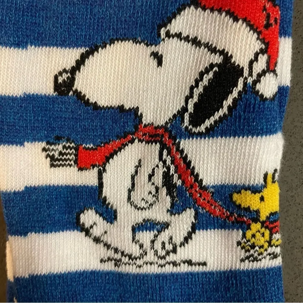 Snoopy and Woodstock Christmas Crew Socks by BIOWORLD Fits Shoe Size 8 - 12
